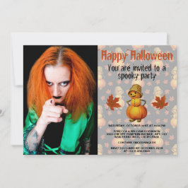 Convite Festa de Halloween Spooky Pumpkin Man com chapéu d