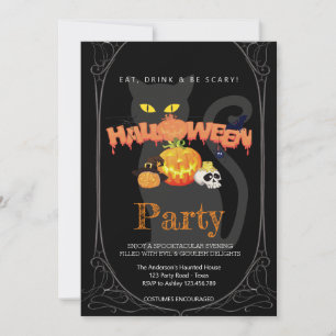 Convite Festa de Halloween Vintage Gothic