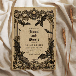 Convite Festa de Halloween Vintage Gothic de Fantasmas e B