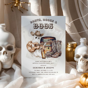 Convite Festa de Halloween Western Boots, Booze & Boos