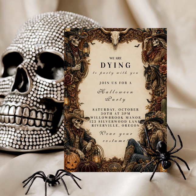 Convite Festa de Halloween Western Vintage (Criador carregado)
