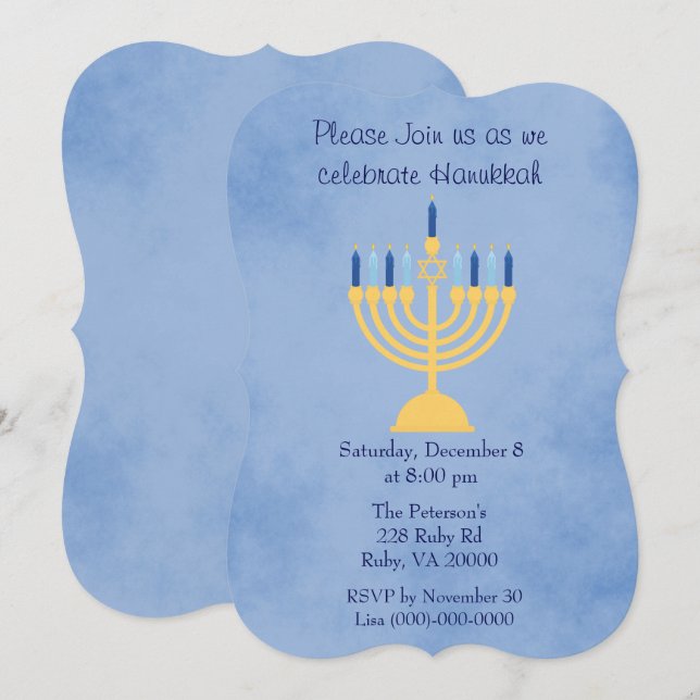 Convite Festa de Hanukkah (Frente/Verso)