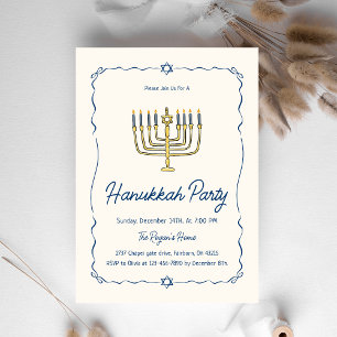 Convite Festa de Hanukkah com Desenhos à Mão Caprichosos