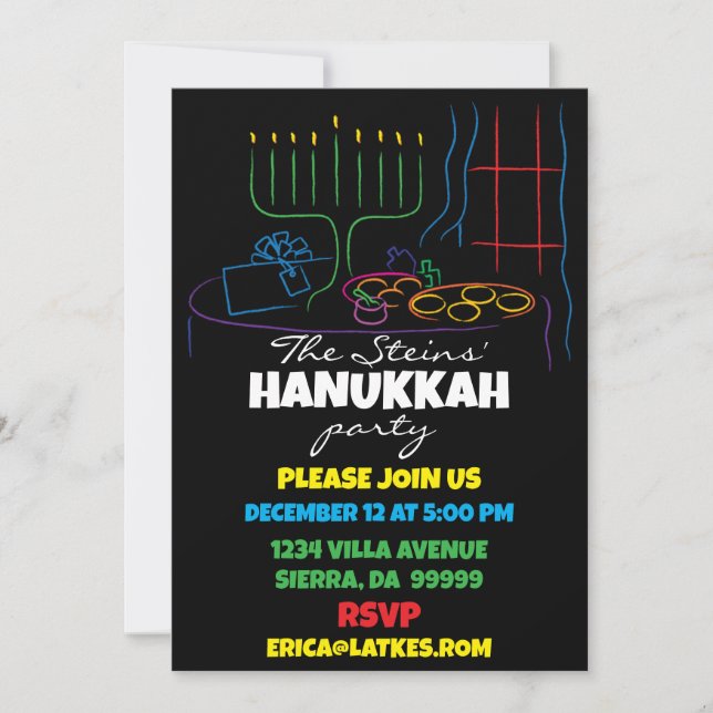 Convite Festa de Hanukkah da Luz (Frente)