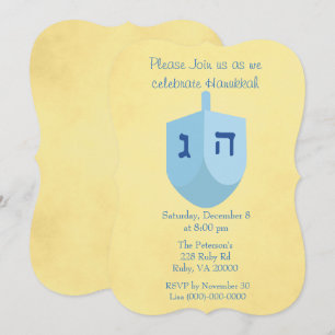 Convite Festa de Hanukkah Dourada e Azul