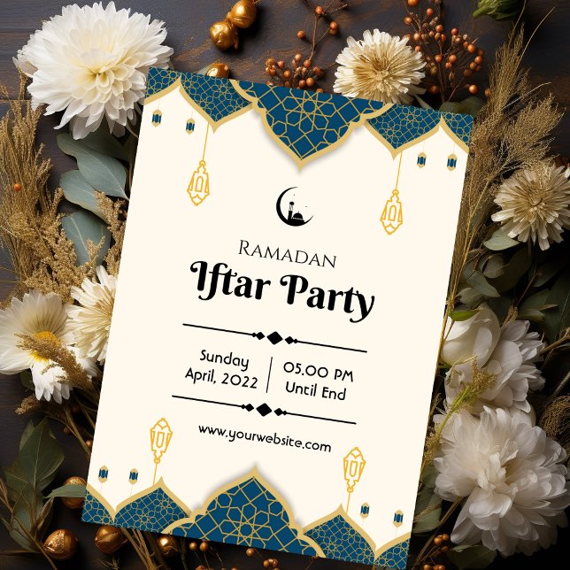 Convite Festa de Iftar de Ramadan Minimalista Cream (Criador carregado)