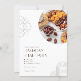 Convite Festa de Iftar Minimalista Marrom Branco no Ramada