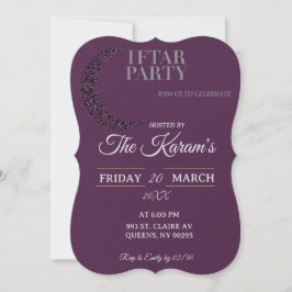 Convite Festa de Iftar Minimalista Roxa Boho Mesquita Rama