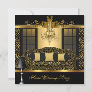Convite Festa de Inauguração da Casa Lustre Damask Dourado