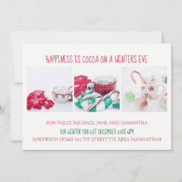 Convite Festa de inverno Convide Cacau Neve Natal Festivo