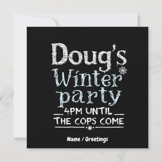 Convite Festa de inverno de Doug, 15 de fevereiro, 16:00 e (Frente)