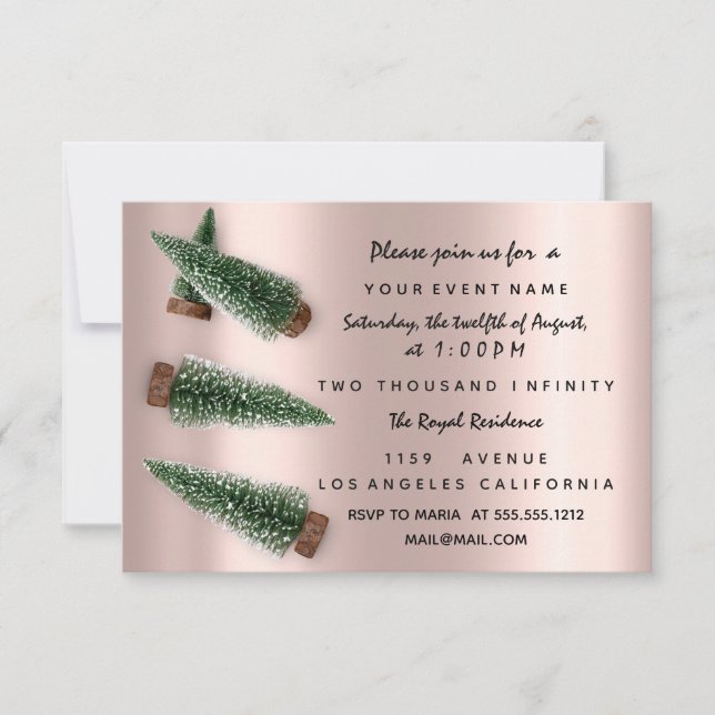 Convite Festa de inverno de Natal Janta Rosa de véspera de (Frente)