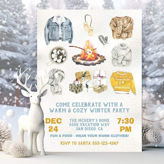 Convite Festa de inverno quente e convencida fogueira de N (Criador carregado)