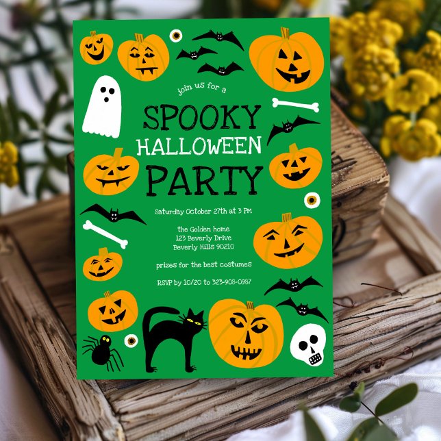 Convite Festa de Jack-o-lanternas do FESTA HALLOWEEN Perso (HALLOWEEN PARTY Jack-o-lanterns Cute Custom Invitation
)