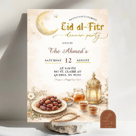 Convite Festa de Jantar Boho Beige Ramadan Eid Al-Fitr