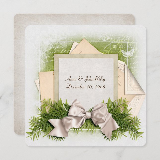 Convite Festa de jantar de aniversário de casamento de Nat (Frente/Verso)