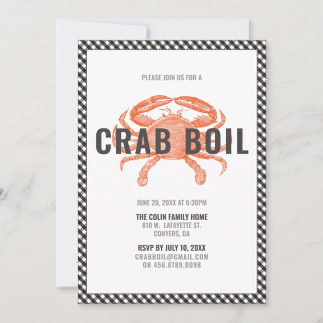 Convite Festa de Jantar de Boil de Caranguejo (Frente)