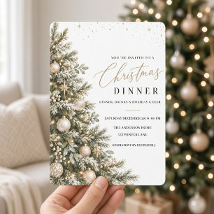 Convite Festa de Jantar de Natal Árvore de Natal em Ouro E