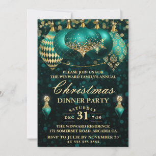 Convite Festa de Jantar de Natal com Bolas de Natal Elegan