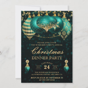 Convite Festa de Jantar de Natal com Bolas de Natal Elegan