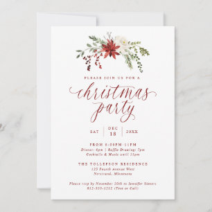 Convite Festa de Jantar de Natal Elegante com Aquarela