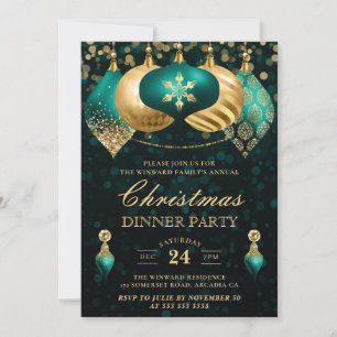 Convite Festa de Jantar de Natal Elegante com Bolas de Tea