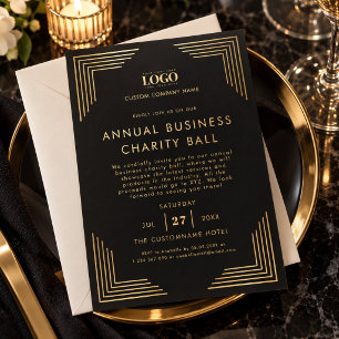 Convite Festa de Jantar de Negócios com Logotipo Personali