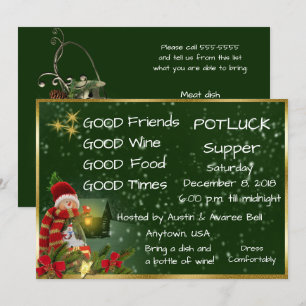 Convite Festa de Jantar Pot Luck de Natal