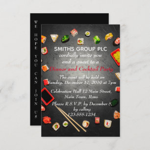 Convite Festa de Janto Branco e Preto da Mesa Sushi