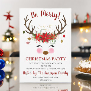 Convite Festa de Janto de Feriado de Natal para Reindeer