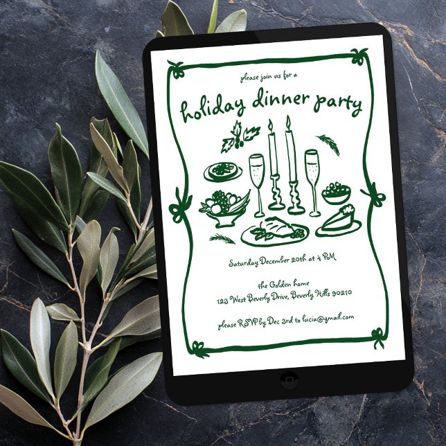 Convite Festa de Janto de Férias de Natal entre Raparigas  (Whimsical Girly Christmas Holiday Dinner Party Invitation
Digital Download evite)