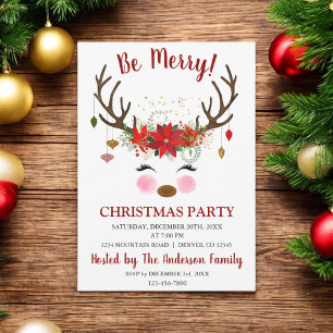 Convite Festa de Janto de Férias de Natal para Reindeer Cu