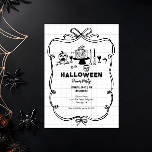 Convite Festa de Janto de Halloween desenhada pela Mão Neg