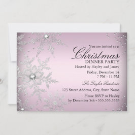 Convite Festa de Janto de Natal com Floco de Neve Rosa