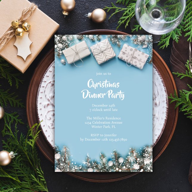 Convite Festa de Janto de Natal Moderno Simples (Modern Christmas Dinner Party Simple Invitation )