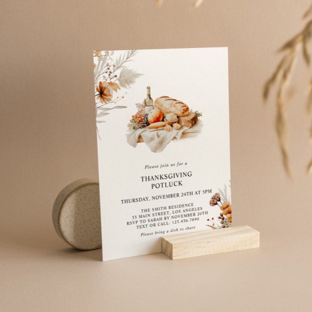 Convite Festa de Janto de Potluck, Ação de Graças de Water (Criador carregado)