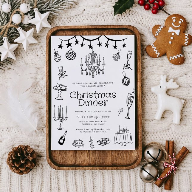 Convite Festa de Janto Desenhado à Mão (Criador carregado)