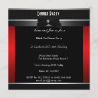 Convite Festa de Janto Formal Black Tie Birthday