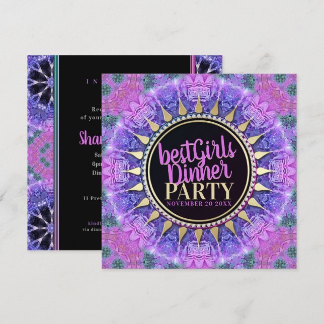 Convite Festa de Janto Princesa Rosa Medieval BestGirls (Frente/Verso)