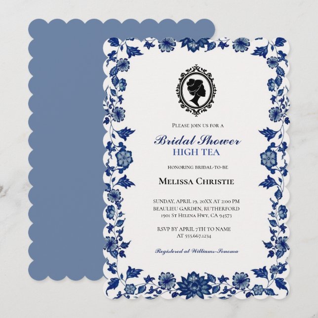 Convite festa de jardim high tea, belo pastel suave (Frente/Verso)