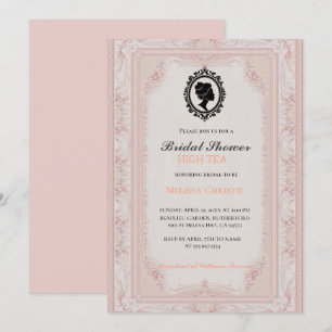 Convite festa de jardim high tea, lindo pastel suave