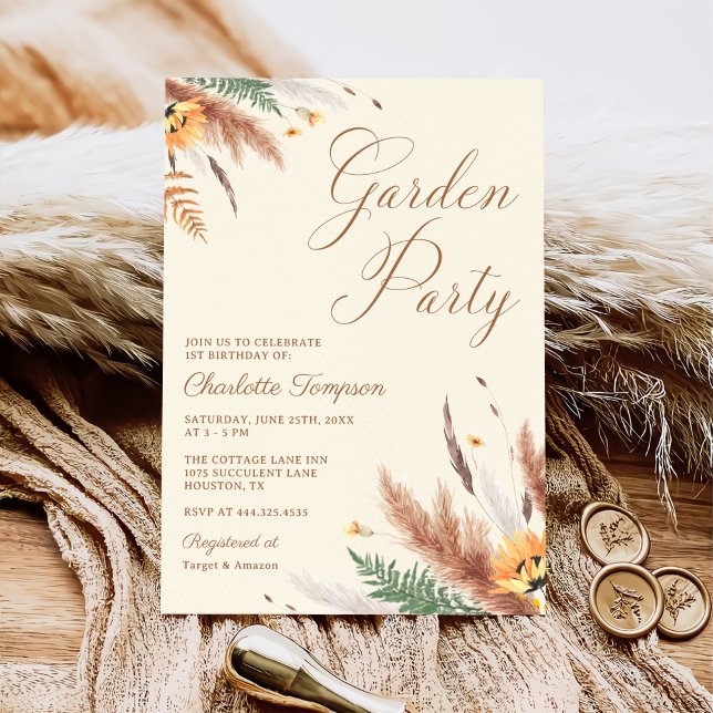 Convite Festa de Jardim primeiro aniversario Floral de Flo (Criador carregado)