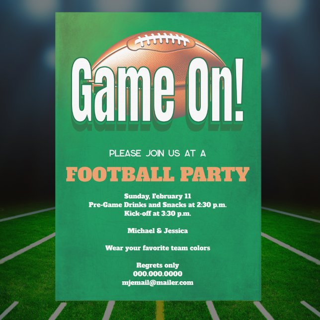 Convite Festa de Jogos de Futebol (Get ready to kick off your football game party in style with our Football Game Party Invitation. )