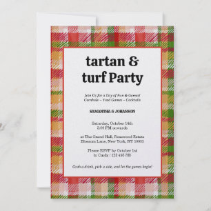 Convite Festa de Jogos de Jardim ao Ar Livre Tartan e Turf