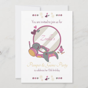 Convite Festa de Jogos e Mimos para Meninas