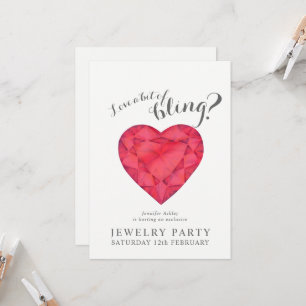 Convite Festa de joias convida ruby Red Love Bing
