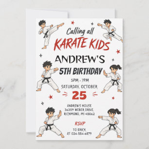 Convite Festa de karatê personalizada de aniversário