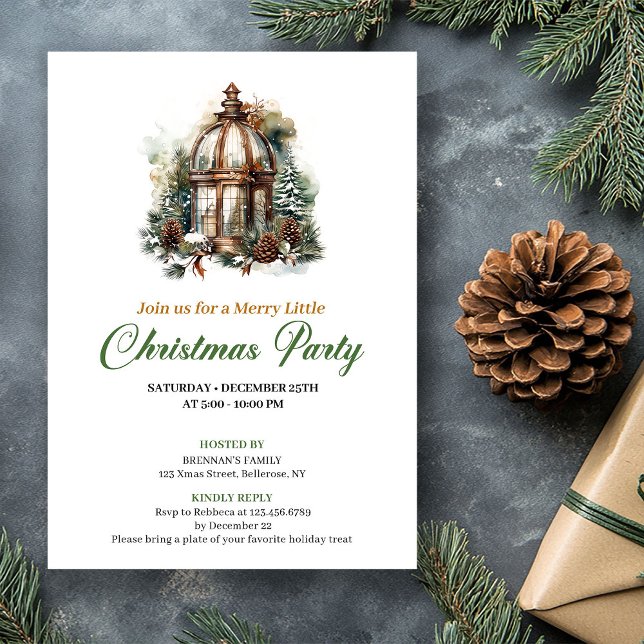 Convite Festa de Lanterna de Natal Cores Terrosas Minimali (Minimalist Earthy Colors Christmas Lantern Party Invitation)