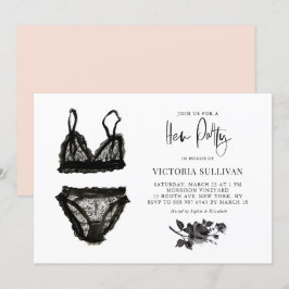 Convite Festa de Lingerie de rendas de cores negras chic