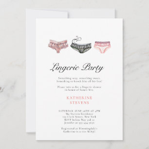 Convite Festa de Lingerie Rosa e Preto em Renda Chic Casam